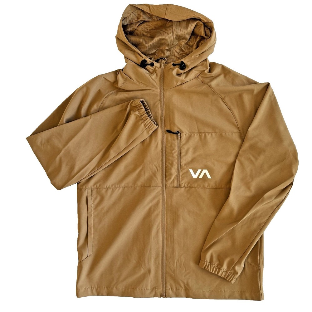 RVCA Kevin Jacket Small Copper Brown Tan Hood Windbreaker Zip Gorpcore Skate